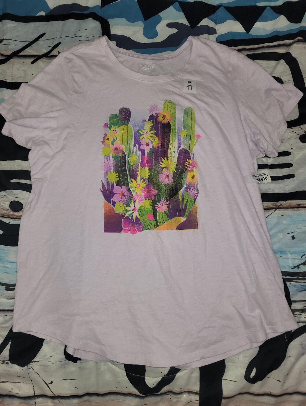 NWT Old Navy Soft Lilac Cactus Graphic Tee - Women's Casual Top Size 3X